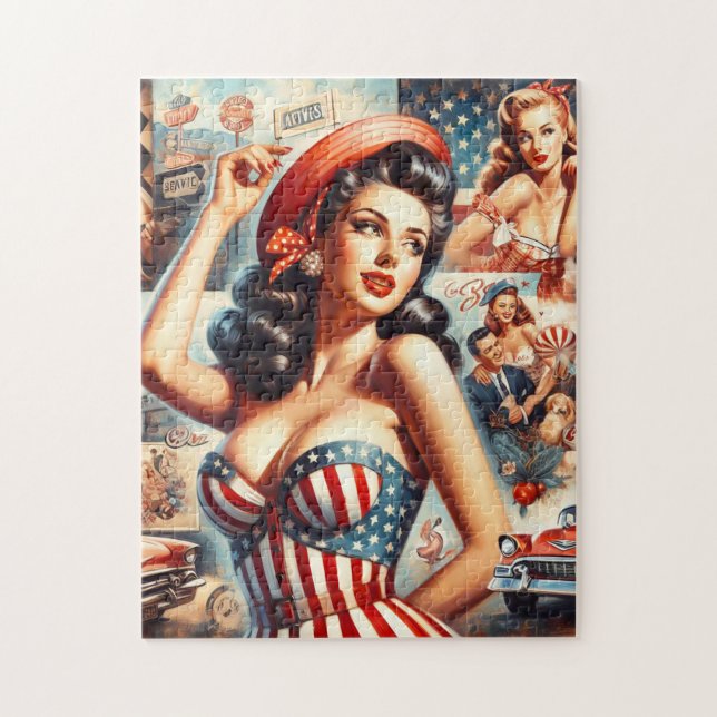 Puzzle Collage de Pin-Up Chica estadounidense (Vertical)