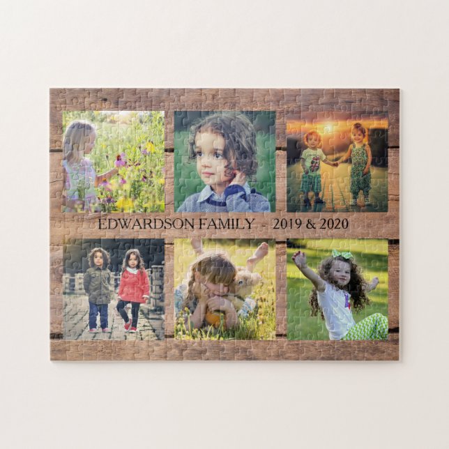 Puzzle Collage de Rustic wood Family 6 fotos (Horizontal)