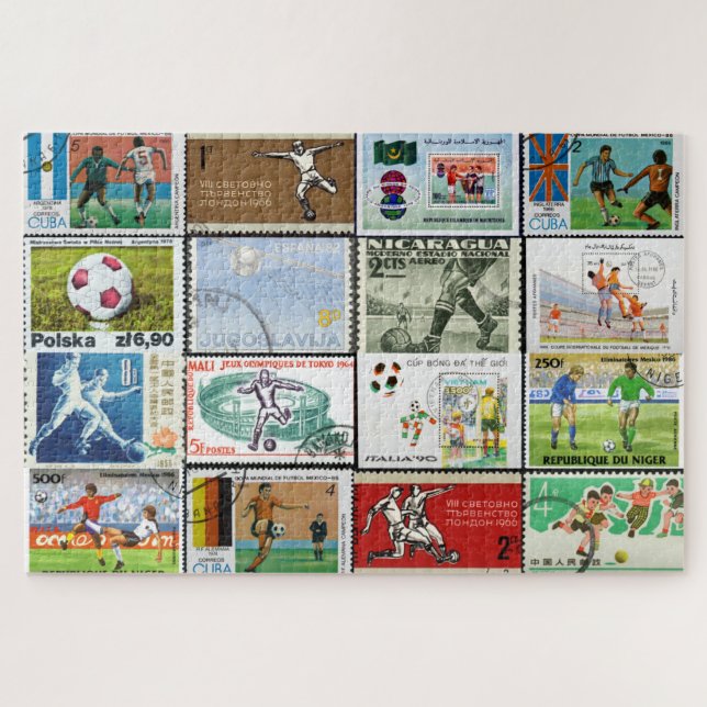 Puzzle Collage de sellos de rehenes de fútbol rompecabeza (Horizontal)