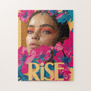 Puzzle Collage de una mujer con flores vibrantes