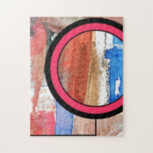 Puzzle collage del arte abstracto, técnicas mixtas y