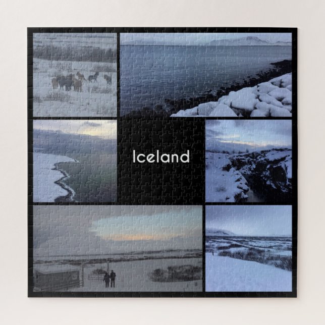 Puzzle Collage del paisaje invernal de Islandia (Vertical)