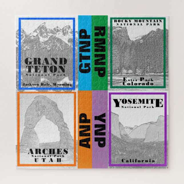 Puzzle Collage del Parque Nacional - RMNP - YNP - ANP - G (Vertical)