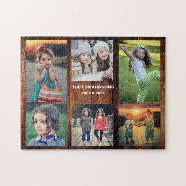 Puzzle Collage familiar 6 fotos y apellido jigsaw puz (Horizontal)