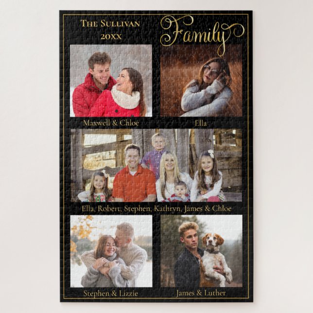 Puzzle Collage familiar de personalizado 5 año de foto Ke (Vertical)