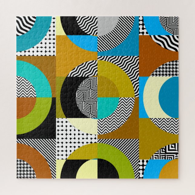 Puzzle Collage geométrico: círculos, patrón vintage. (Vertical)