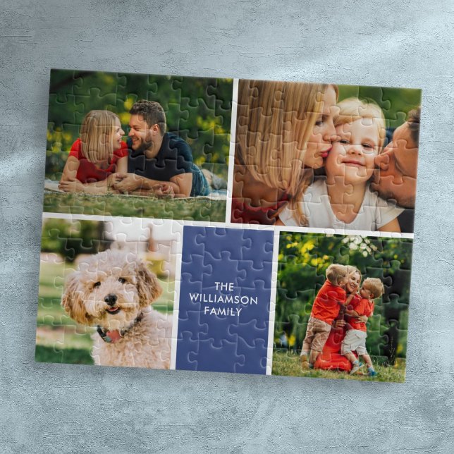 Puzzle Collage moderno de fotos familiares favoritas (Modern Four Favorite Family Photos Collage Jigsaw Puzzle)