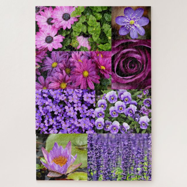 Puzzle Collage morado de flores (Vertical)