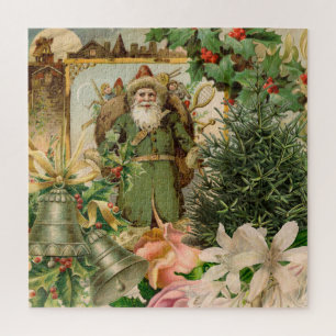 Puzzle Collage Navideño de Santa Verde del Viejo Mundo An