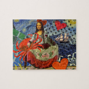 Puzzle Collage Noche estrellada de Mona Lisa: Surrealista