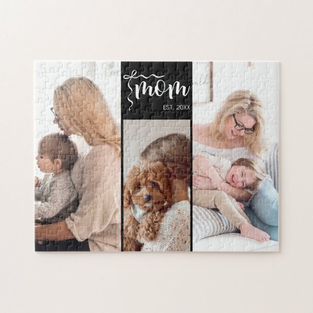 Puzzle Collage Personalizado de 3 Fotos Año de Est. Mamá  (Horizontal)
