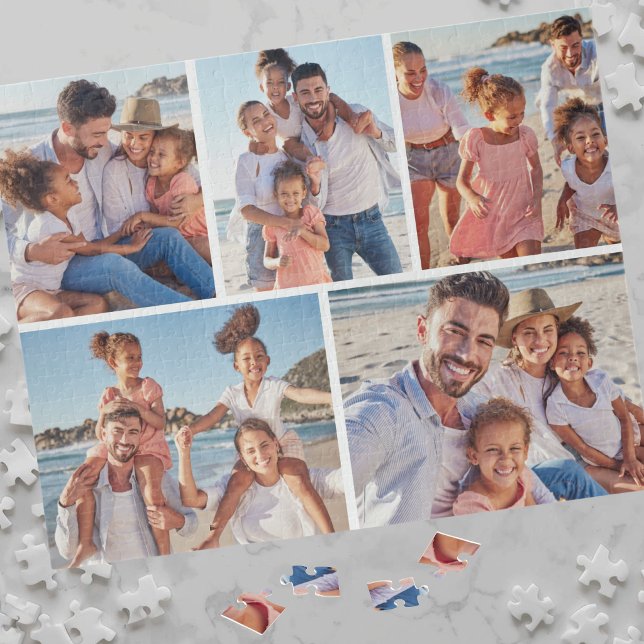 Puzzle Collage personalizado de 5 fotos (Personalized 5 Photo Collage Jigsaw Puzzle)