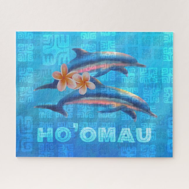 Puzzle Collage primitivo de delfines hawaianos HO’OMAU (Horizontal)