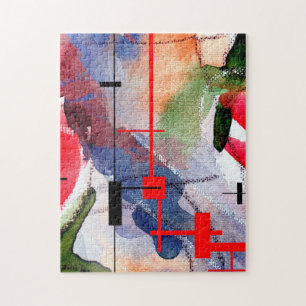 Puzzle collage, técnicas mixtas y acuarela del arte