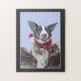 Puzzle Collie Heeler de borde en reposo Mezcla de dibujos