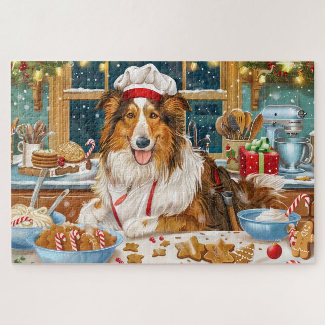 Puzzle Collie Holiday Baking: Navidades festivos (Horizontal)