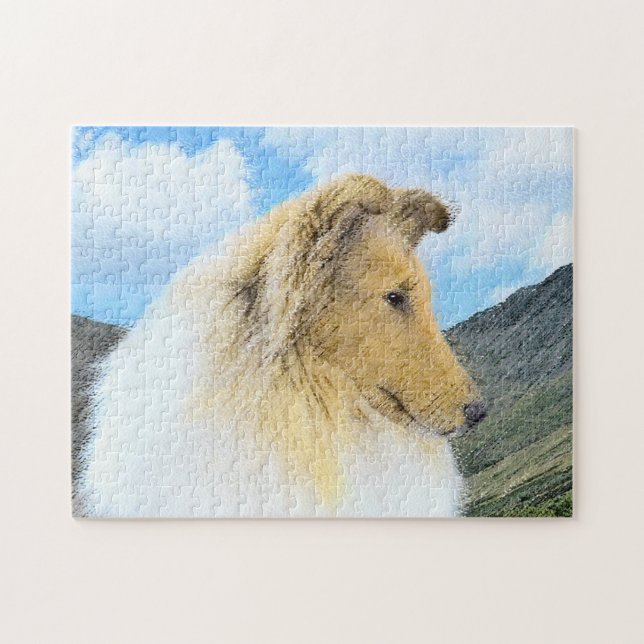 Puzzle Collie in Mountains (Rough) Pintura - Perro Art (Horizontal)