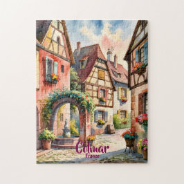 Puzzle Colmar France Alsace Watercolor Travel Custom Text