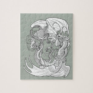 Puzzle Coloca tus propios dragones entrelazados