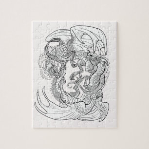 Puzzle Coloca tus propios dragones entrelazados