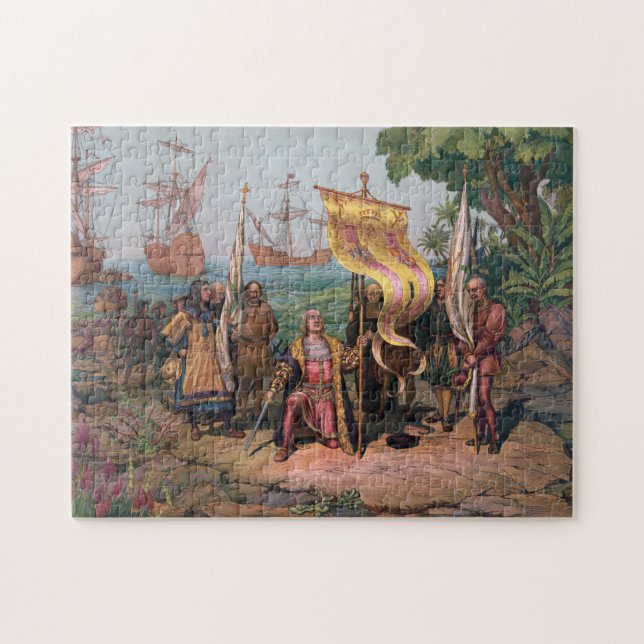 Puzzle Colón aterrizando en América Pintura (1892) (Horizontal)