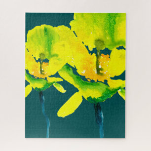 Puzzle Color de agua abstracto amarillo suelto floral
