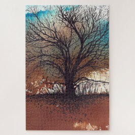 Puzzle Color de agua de la tinta de pintura de árbol abst