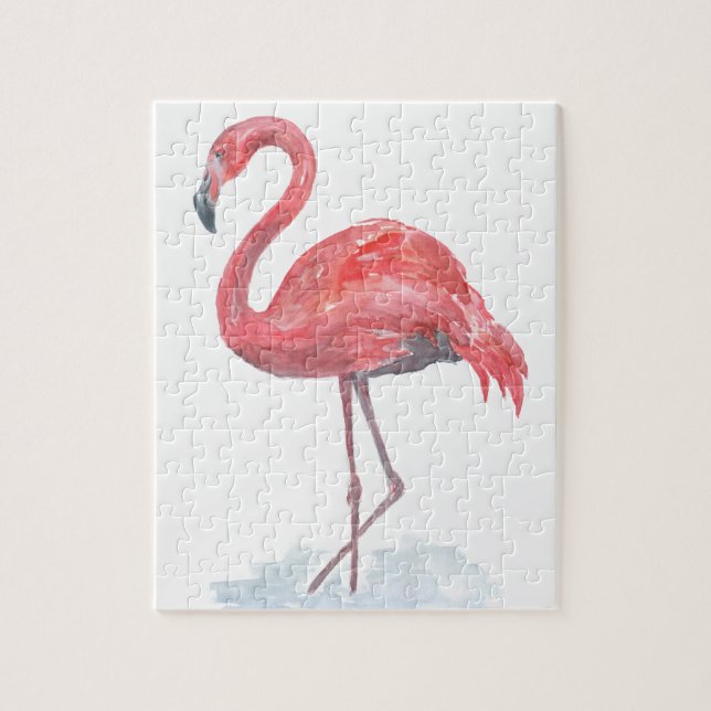 Puzzle Color de agua rosa Flamingo. (Vertical)