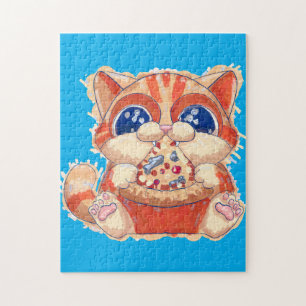 Puzzle Color de la pizza de consumo de gato
