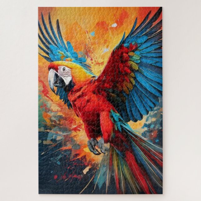 Puzzle Color Explosion Parrot Art Jigsaw (Vertical)