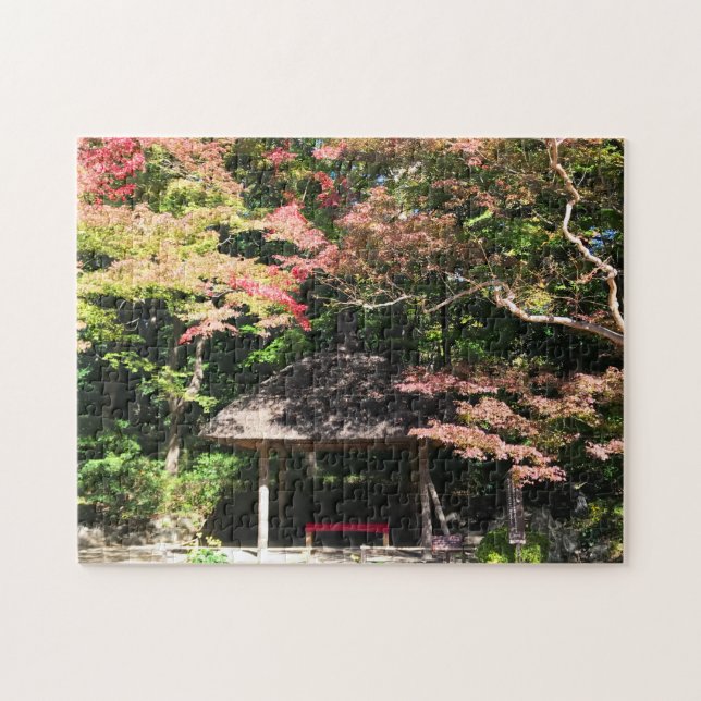 Puzzle Colored Maple Trees and Rest House (Horizontal)