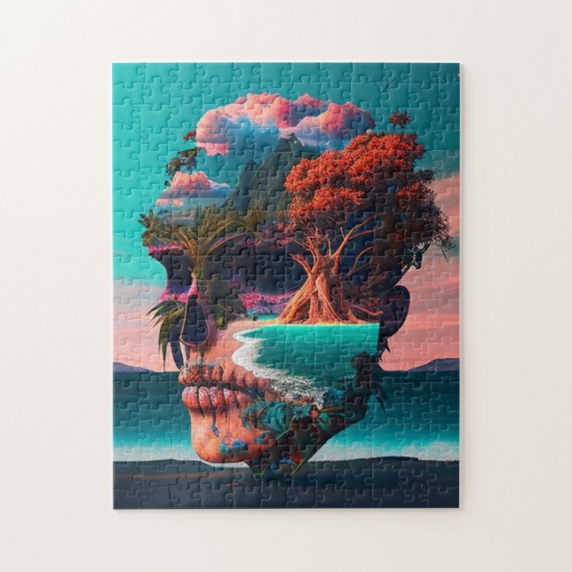Puzzle Colored skull head (Vertical)