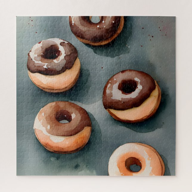Puzzle Colores acuáticos de donuts de chocolate (Vertical)