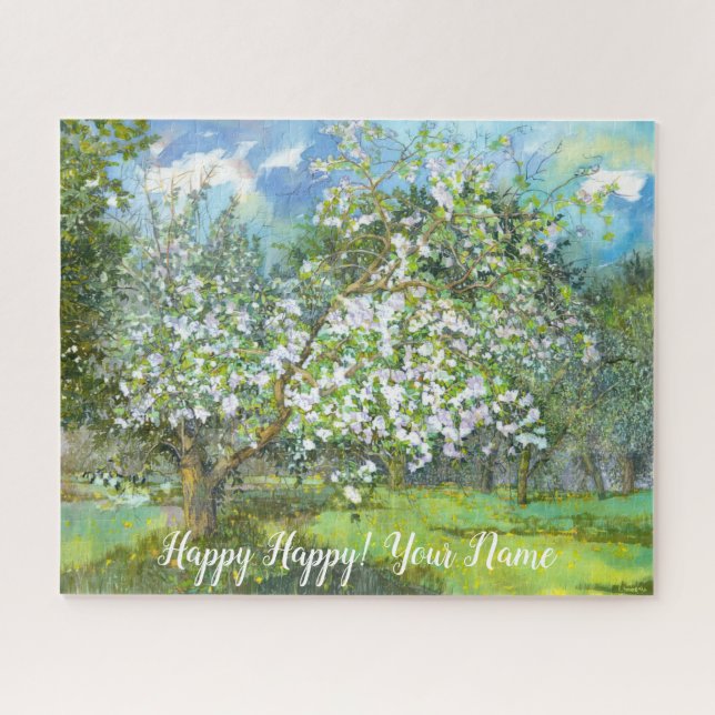 Puzzle Colores acuáticos de pintura al jardín floreciente (Horizontal)