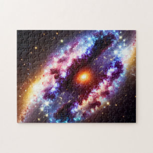 Puzzle Colores cósmicos Estrellas de explosión y paisaje
