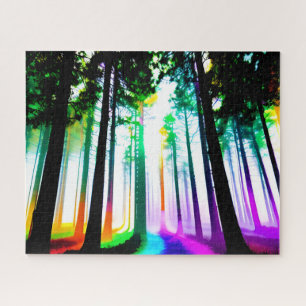 Puzzle Colores de agua arcoiris con silueta negra