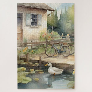Puzzle Colores de agua Ducks Country Garden Pond Scene 2