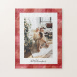 Puzzle Colores de agua rojos colocados en foto de Navidad<br><div class="desc">Colores de agua rojas impregnan rompecabezas navideño de Navidades de fotos rusas</div>