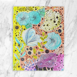 Puzzle Colores de agua vibrantes y flores de doodle de ti