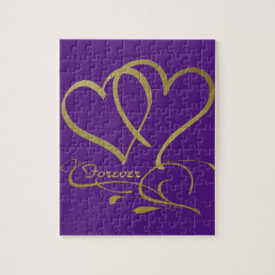 Puzzle Colores de fondo editables Forever Hearts Gold