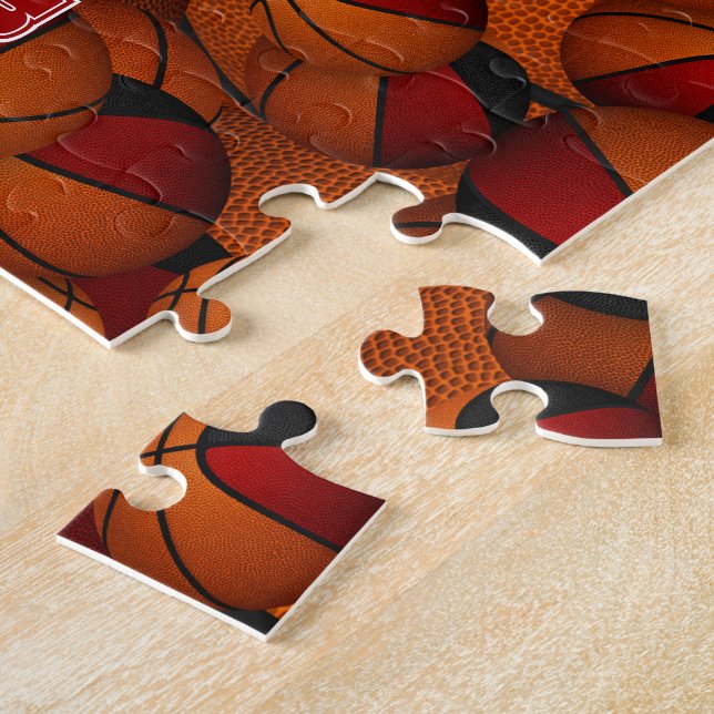Puzzle colores del equipo de baloncesto negro rojo person (Lado)