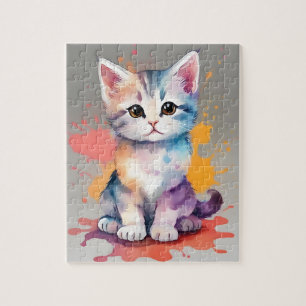 Puzzle Colores Splash Watercolor Cat