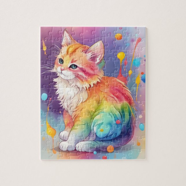 Puzzle Colores Splash Watercolor Cat (Vertical)