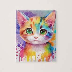 Puzzle Colores Splash Watercolor Cat