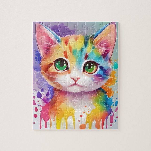 Puzzle Colores Splash Watercolor Cat (Vertical)