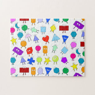 Puzzle Colorful 2D & 3D Geometric Shapes Pattern for Kids