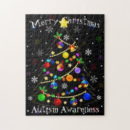Puzzle Colorful Autism Christmas Tree