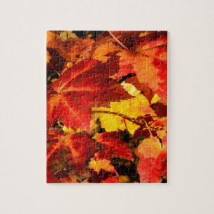Puzzle Colorful Autumn Leaves, gold red orange maple leaf