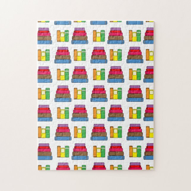 Puzzle Colorful Book Pile Pattern (Vertical)