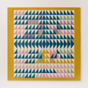 Puzzle Colorful Brights Painted Geometric Shapes in Teal